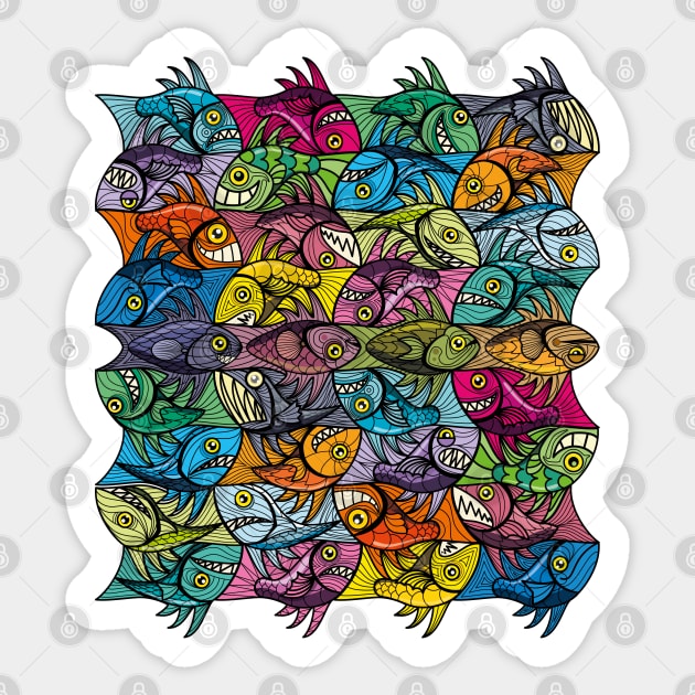 Fish Tessellation Escher Style Ambigram XXIV Sticker by Maxsomma